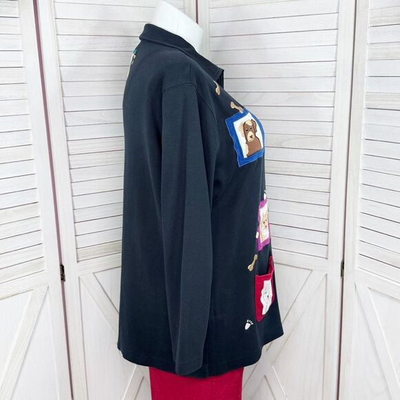 Bechamel Dog Lover Embroidered Patches Full Zip Cardigan Jacket Blue Large - Picture 3 of 11